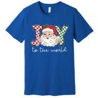 Retro Christmas Joy To The World Santa Claus Xmas Vibes Gift Premium T-Shirt