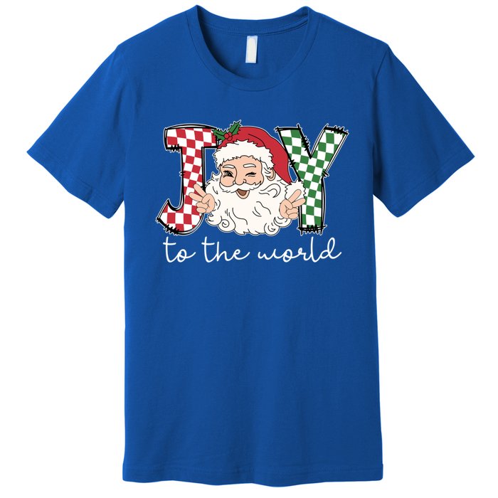 Retro Christmas Joy To The World Santa Claus Xmas Vibes Gift Premium T-Shirt