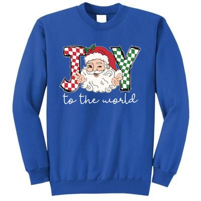 Retro Christmas Joy To The World Santa Claus Xmas Vibes Gift Tall Sweatshirt