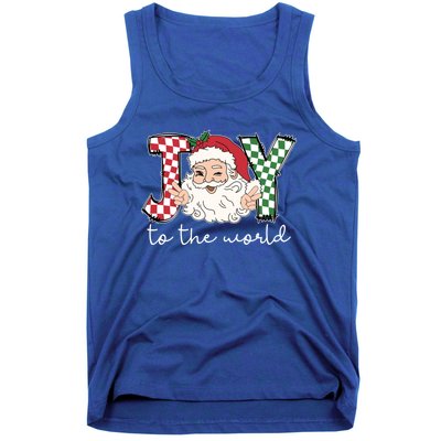 Retro Christmas Joy To The World Santa Claus Xmas Vibes Gift Tank Top