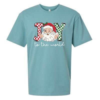 Retro Christmas Joy To The World Santa Claus Xmas Vibes Gift Sueded Cloud Jersey T-Shirt