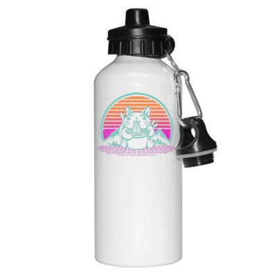 Ra Cat Japanese Kitten Retro Vintage Sunset Retrowave Aluminum Water Bottle 