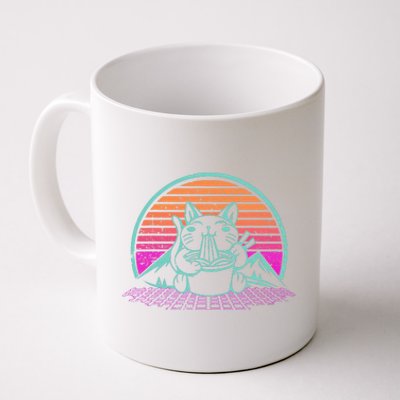 Ra Cat Japanese Kitten Retro Vintage Sunset Retrowave Coffee Mug