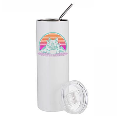 Ra Cat Japanese Kitten Retro Vintage Sunset Retrowave Stainless Steel Tumbler