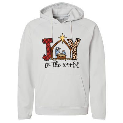 Retro Christmas Joy To The World Performance Fleece Hoodie