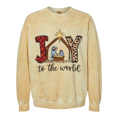 Retro Christmas Joy To The World Colorblast Crewneck Sweatshirt