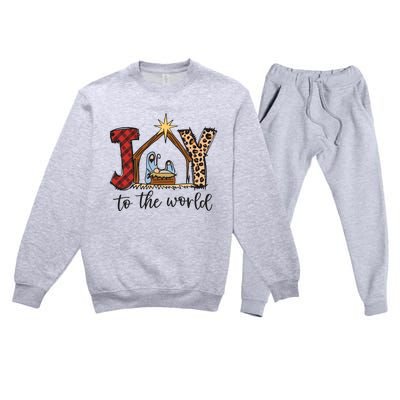 Retro Christmas Joy To The World Premium Crewneck Sweatsuit Set