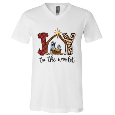 Retro Christmas Joy To The World V-Neck T-Shirt