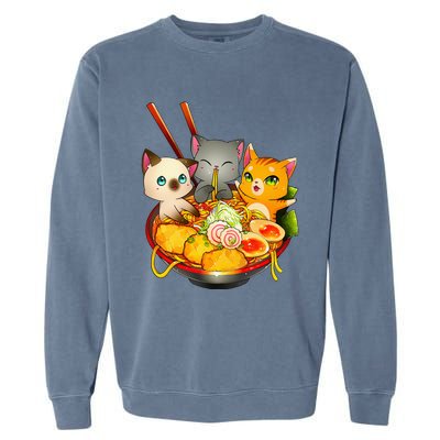 Ramen Cat Kawaii Neko Anime Otaku Cats Japanese Noodles Gift Garment-Dyed Sweatshirt