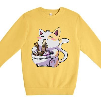 Ramen Cat Kawaii Anime Japanese Kawaii Neko Premium Crewneck Sweatshirt