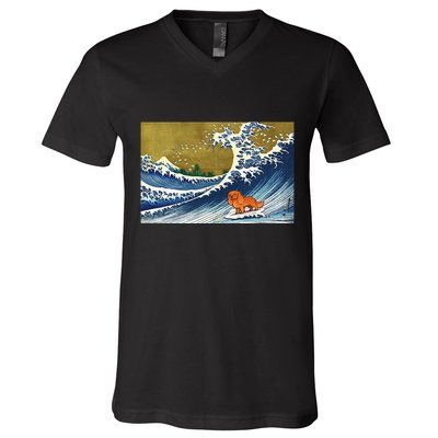 Ruby Cavalier King Charles Spaniel V-Neck T-Shirt