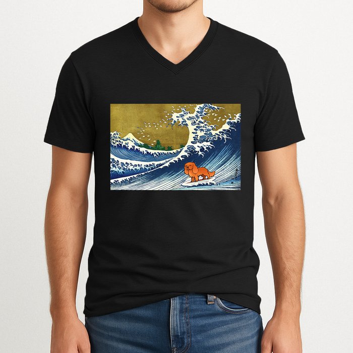 Ruby Cavalier King Charles Spaniel V-Neck T-Shirt