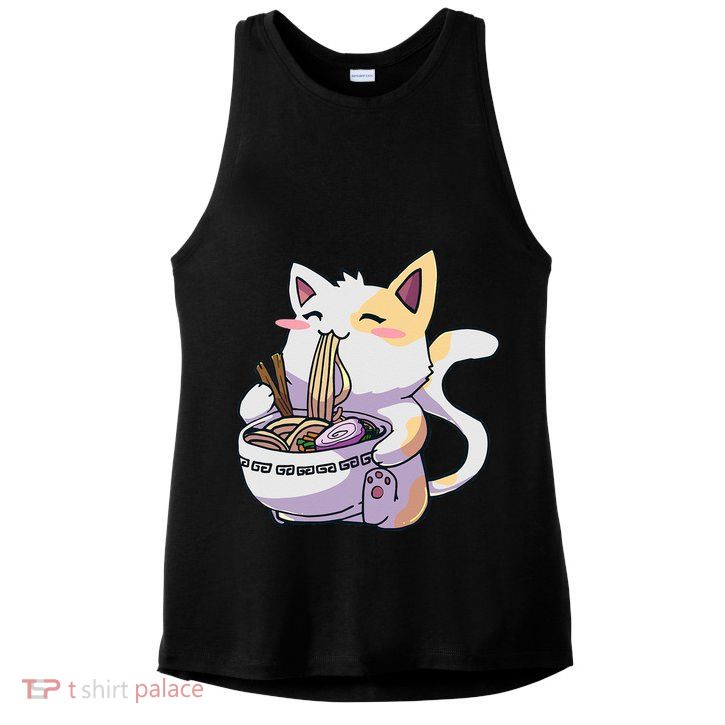 Ramen Cat Kawaii Anime Japanese Kawaii Neko Ladies PosiCharge Tri-Blend Wicking Tank