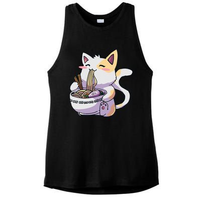 Ramen Cat Kawaii Anime Japanese Kawaii Neko Ladies PosiCharge Tri-Blend Wicking Tank