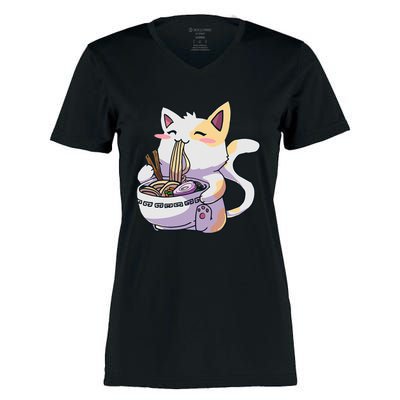 Ramen Cat Kawaii Anime Japanese Kawaii Neko Women's Momentum V-Neck T-Shirt