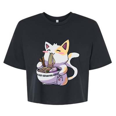 Ramen Cat Kawaii Anime Japanese Kawaii Neko Bella+Canvas Jersey Crop Tee