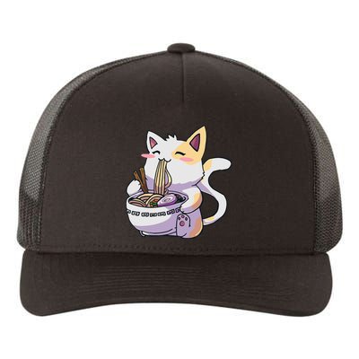 Ramen Cat Kawaii Anime Japanese Kawaii Neko Yupoong Adult 5-Panel Trucker Hat