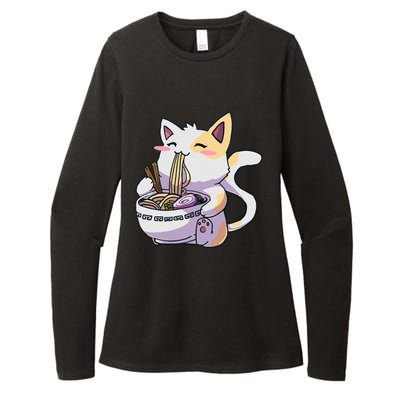 Ramen Cat Kawaii Anime Japanese Kawaii Neko Womens CVC Long Sleeve Shirt