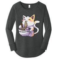 Ramen Cat Kawaii Anime Japanese Kawaii Neko Women's Perfect Tri Tunic Long Sleeve Shirt