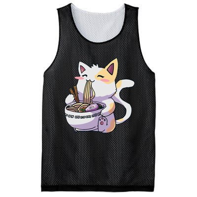 Ramen Cat Kawaii Anime Japanese Kawaii Neko Mesh Reversible Basketball Jersey Tank