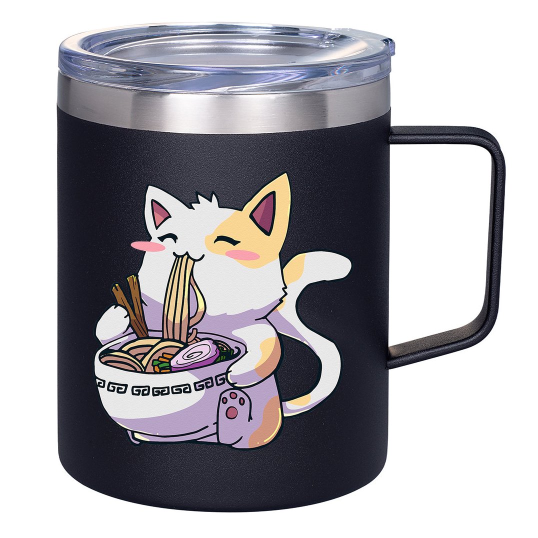 Ramen Cat Kawaii Anime Japanese Kawaii Neko 12oz Stainless Steel Coffee Mug