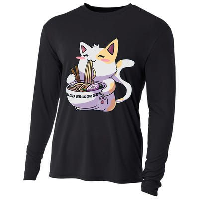 Ramen Cat Kawaii Anime Japanese Kawaii Neko Cooling Performance Long Sleeve Crew