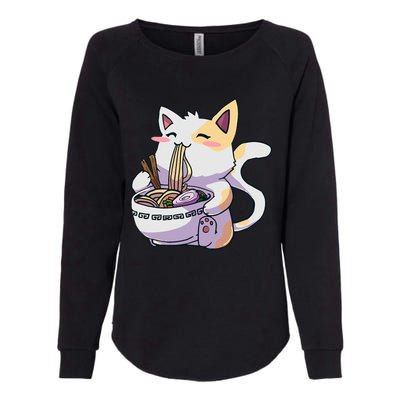 Ramen Cat Kawaii Anime Japanese Kawaii Neko Womens California Wash Sweatshirt