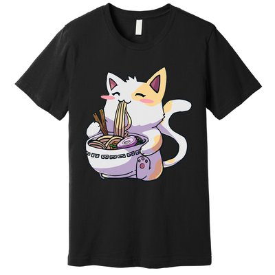 Ramen Cat Kawaii Anime Japanese Kawaii Neko Premium T-Shirt