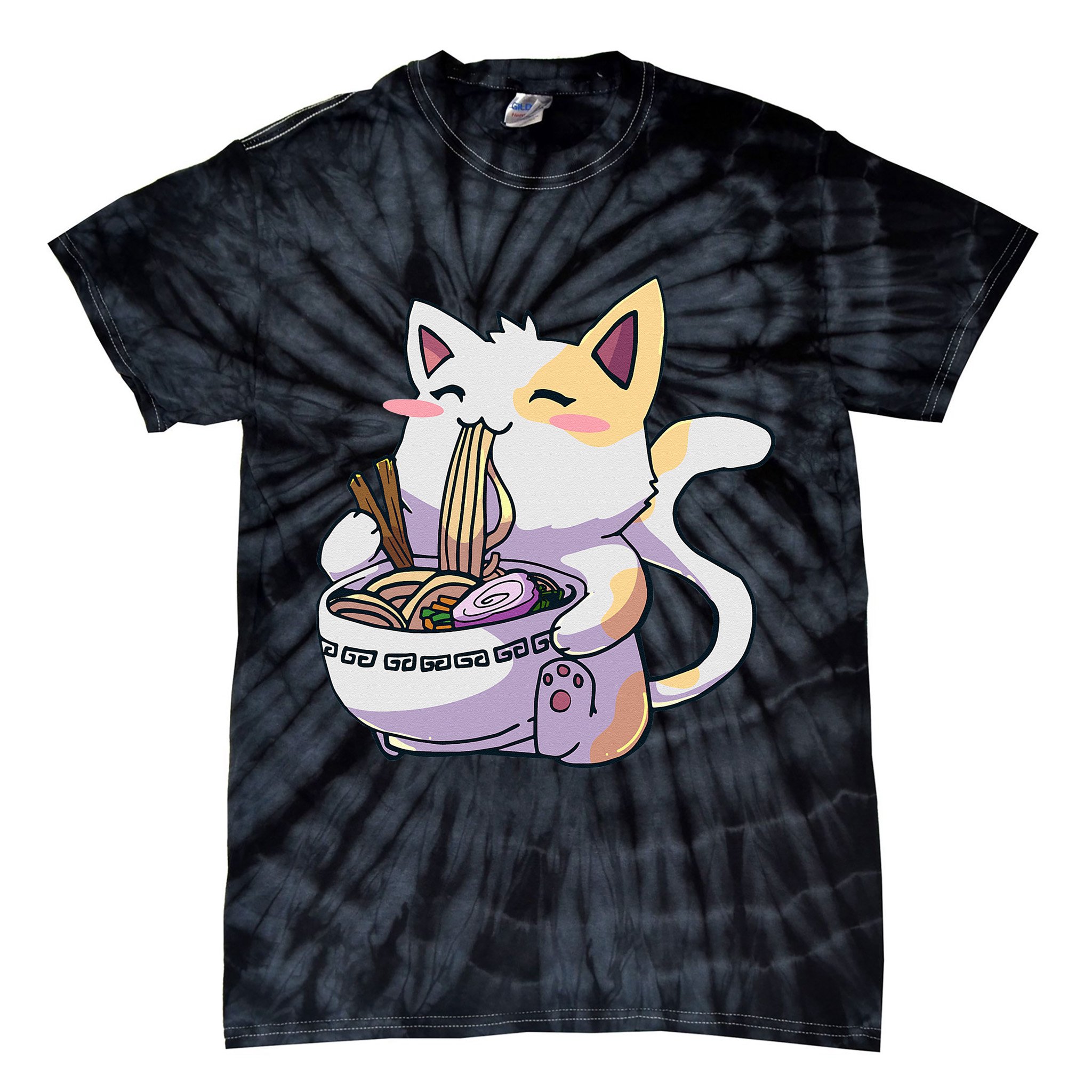 Ramen Cat Kawaii Anime Japanese Kawaii Neko Tie-Dye T-Shirt