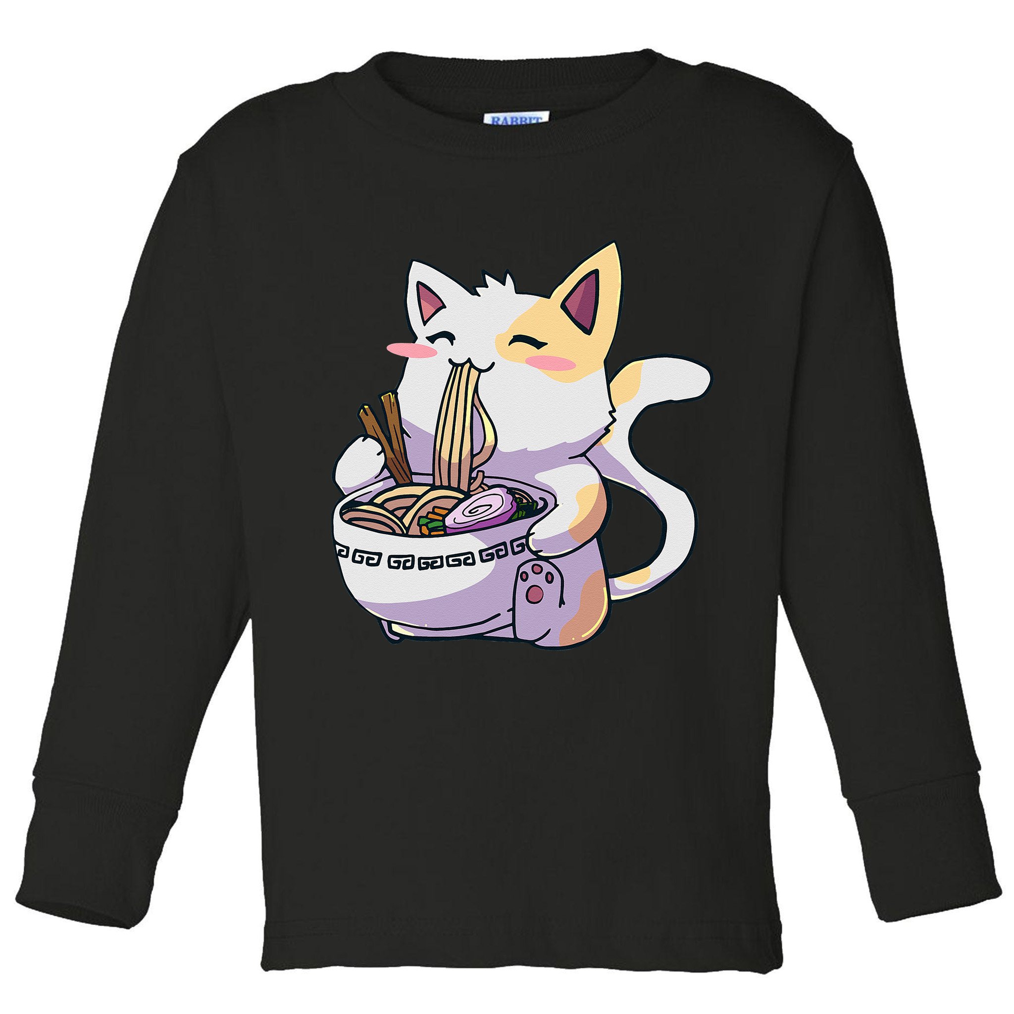 Ramen Cat Kawaii Anime Japanese Kawaii Neko Toddler Long Sleeve Shirt