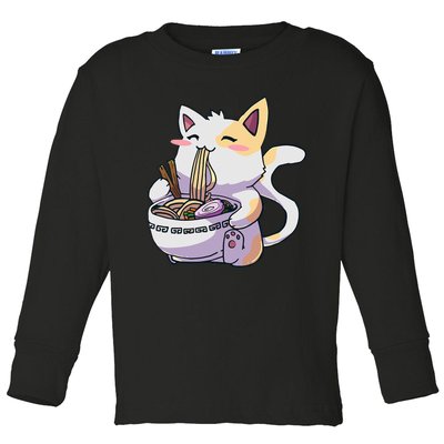 Ramen Cat Kawaii Anime Japanese Kawaii Neko Toddler Long Sleeve Shirt