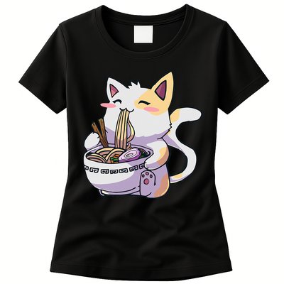 Ramen Cat Kawaii Anime Japanese Kawaii Neko Womens T-Shirt