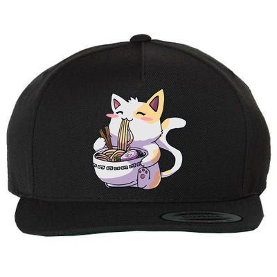 Ramen Cat Kawaii Anime Japanese Kawaii Neko Wool Snapback Cap