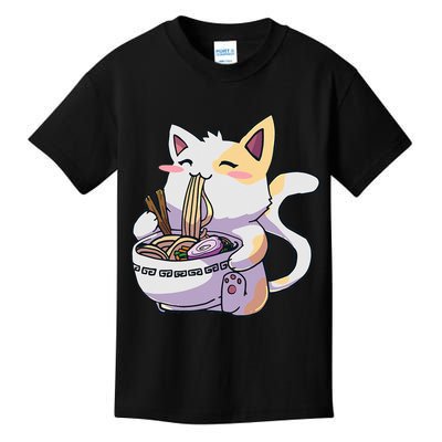 Ramen Cat Kawaii Anime Japanese Kawaii Neko Kids T-Shirt