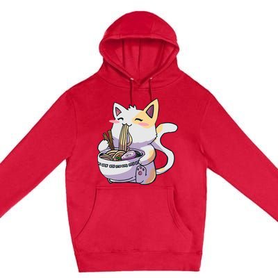 Ramen Cat Kawaii Anime Japanese Kawaii Neko Premium Pullover Hoodie