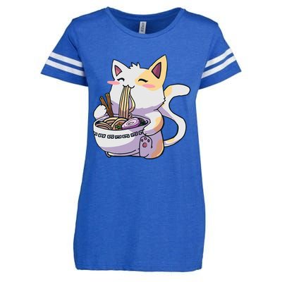 Ramen Cat Kawaii Anime Japanese Kawaii Neko Enza Ladies Jersey Football T-Shirt