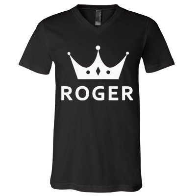 ROGER CROWN KING CUSTOM GIFT NAME FOR ROGER V-Neck T-Shirt
