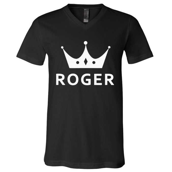 ROGER CROWN KING CUSTOM GIFT NAME FOR ROGER V-Neck T-Shirt