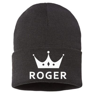 ROGER CROWN KING CUSTOM GIFT NAME FOR ROGER Sustainable Knit Beanie