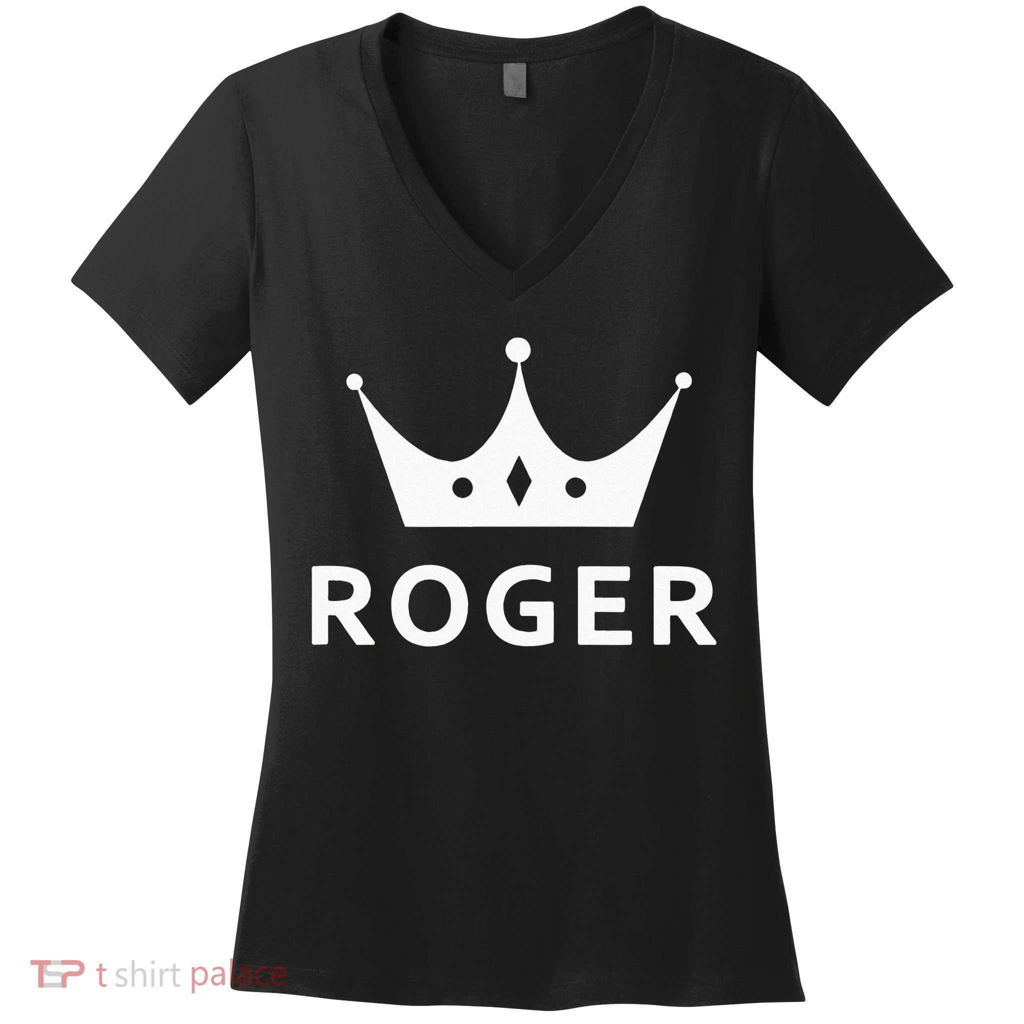 ROGER CROWN KING CUSTOM GIFT NAME FOR ROGER Women's V-Neck T-Shirt