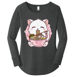 Ra Cat Kawaii Anime Japanese Food Girls Official Teenager  Women's Perfect Tri Tunic Long Sleeve Shirt