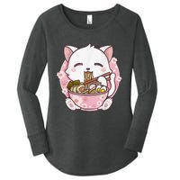 Ra Cat Kawaii Anime Japanese Food Girls Official Teenager  Women's Perfect Tri Tunic Long Sleeve Shirt