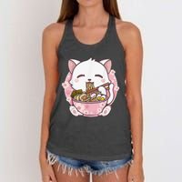 Ra Cat Kawaii Anime Japanese Food Girls Official Teenager  Women's Knotted Racerback Tank