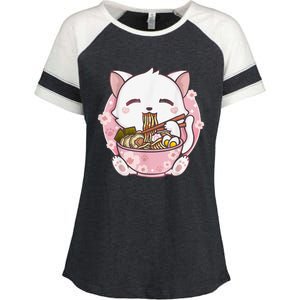 Ra Cat Kawaii Anime Japanese Food Girls Official Teenager  Enza Ladies Jersey Colorblock Tee