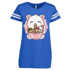 Ra Cat Kawaii Anime Japanese Food Girls Official Teenager  Enza Ladies Jersey Football T-Shirt