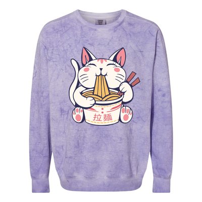 Ramen Cat Kawaii Anime Japanese Kawaii Neko Colorblast Crewneck Sweatshirt