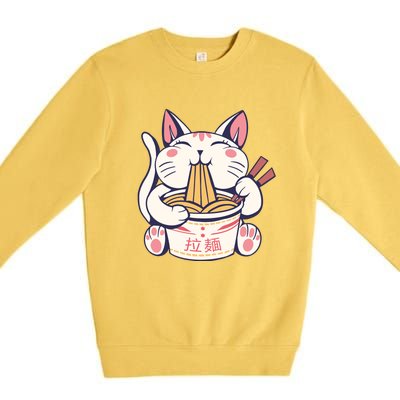 Ramen Cat Kawaii Anime Japanese Kawaii Neko Premium Crewneck Sweatshirt