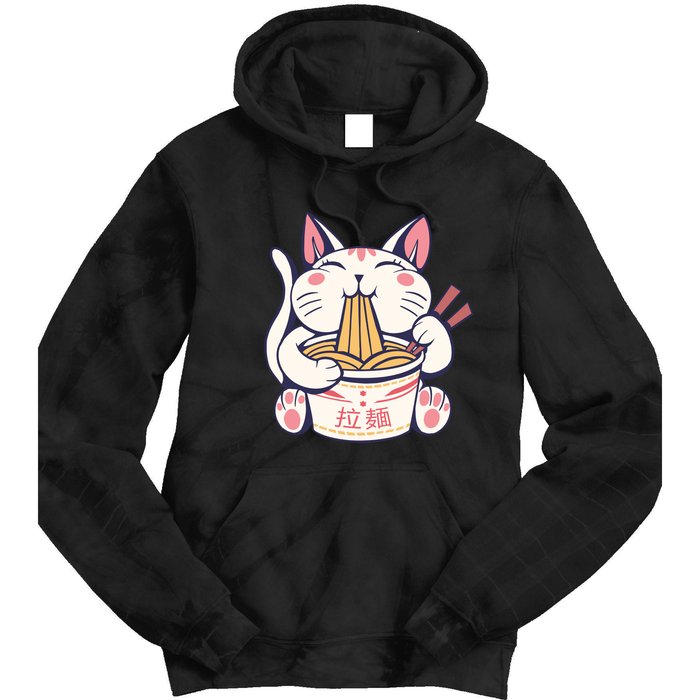 Ramen Cat Kawaii Anime Japanese Kawaii Neko Tie Dye Hoodie