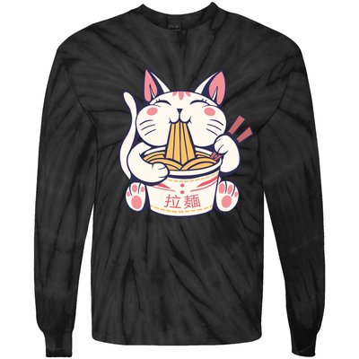 Ramen Cat Kawaii Anime Japanese Kawaii Neko Tie-Dye Long Sleeve Shirt