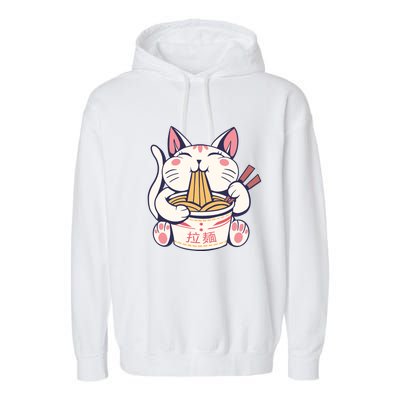 Ramen Cat Kawaii Anime Japanese Kawaii Neko Garment-Dyed Fleece Hoodie